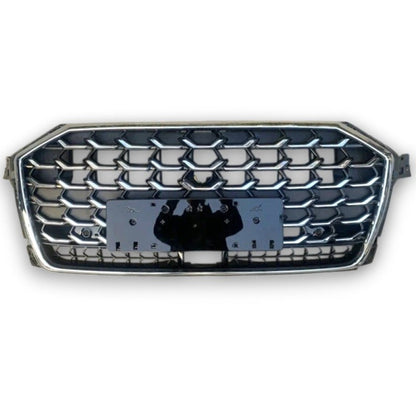 2022+ Audi RS Style Honeycomb Grille | D5 A8/S8 - Chrome Silver Frame Black Mesh - Front Grilles