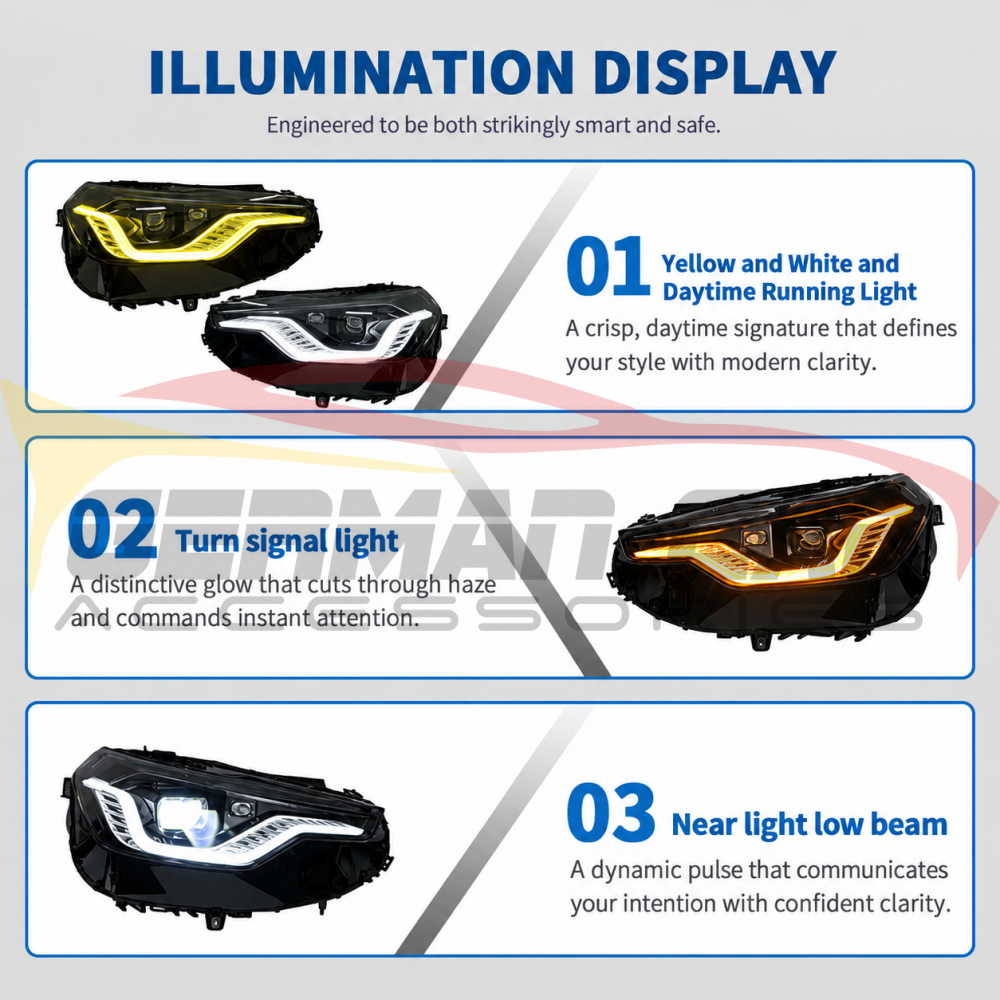 2022+ BMW 2-Series/M2 Yellow-White DRL Icon Style Headlights | G87/G42 - Headlights