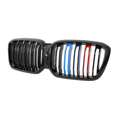 2022+ Bmw X3/x3M/x4/x4M Dual Slat Kidney Grilles | G01/f97/g02/f98 Lci Gloss Black With M Stripe /