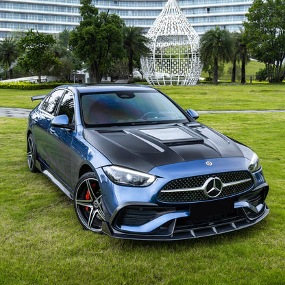 2022+ Mercedes C-Class Glass Engine Cover V2 Carbon Fiber Hood | W206