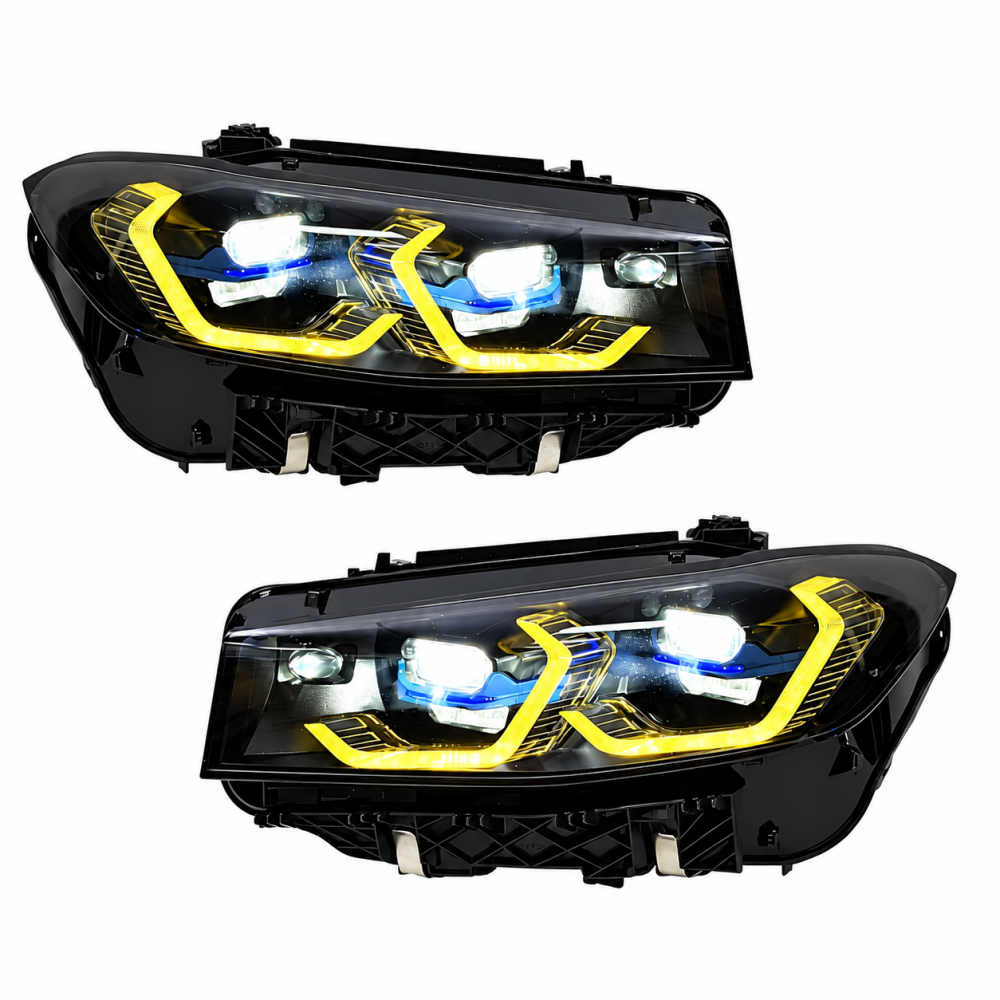 2023-2026 BMW 3-Series Yellow-White DRL Laser Lens Headlights | G20 LCI - Headlights