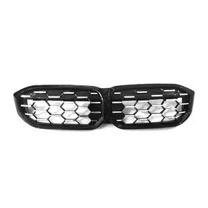 2023+ Bmw 3-Series Diamond Kidney Grilles | G20 Gloss Black With Chrome Lines