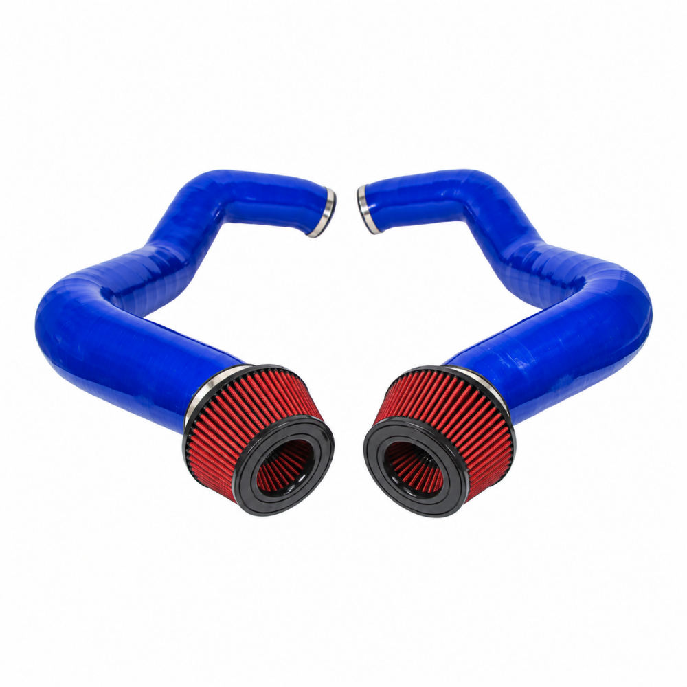 2023+ BMW 760i Front Mount Air Intakes | G70 - Blue Tubing / Red Air Filters - Cold Air Intakes