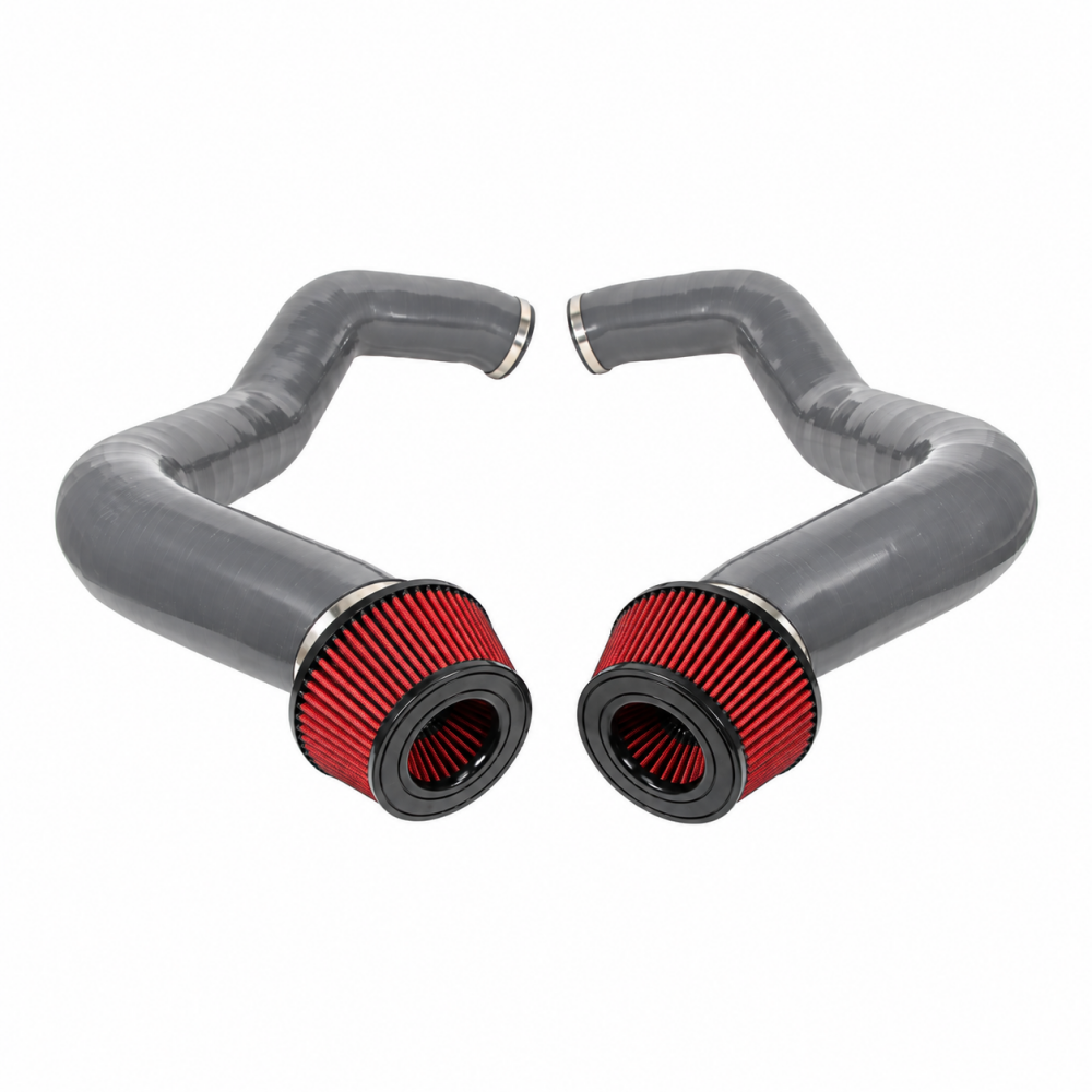 2023+ BMW 760i Front Mount Air Intakes | G70 - Grey Tubing / Red Air Filters - Cold Air Intakes