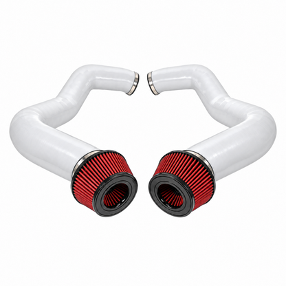 2023+ BMW 760i Front Mount Air Intakes | G70 - White Tubing / Red Air Filters - Cold Air Intakes