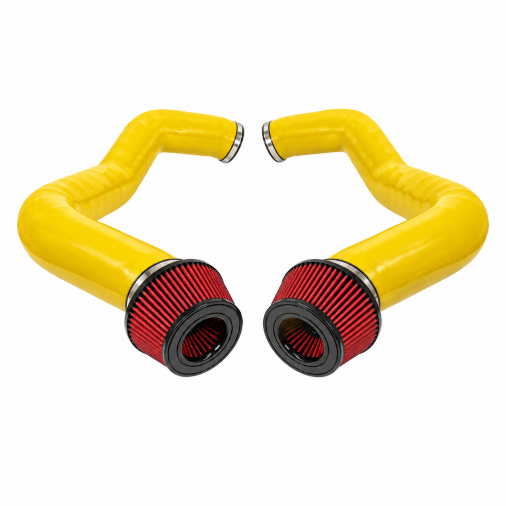 2023+ BMW 760i Front Mount Air Intakes | G70 - Yellow Tubing / Red Air Filters - Cold Air Intakes