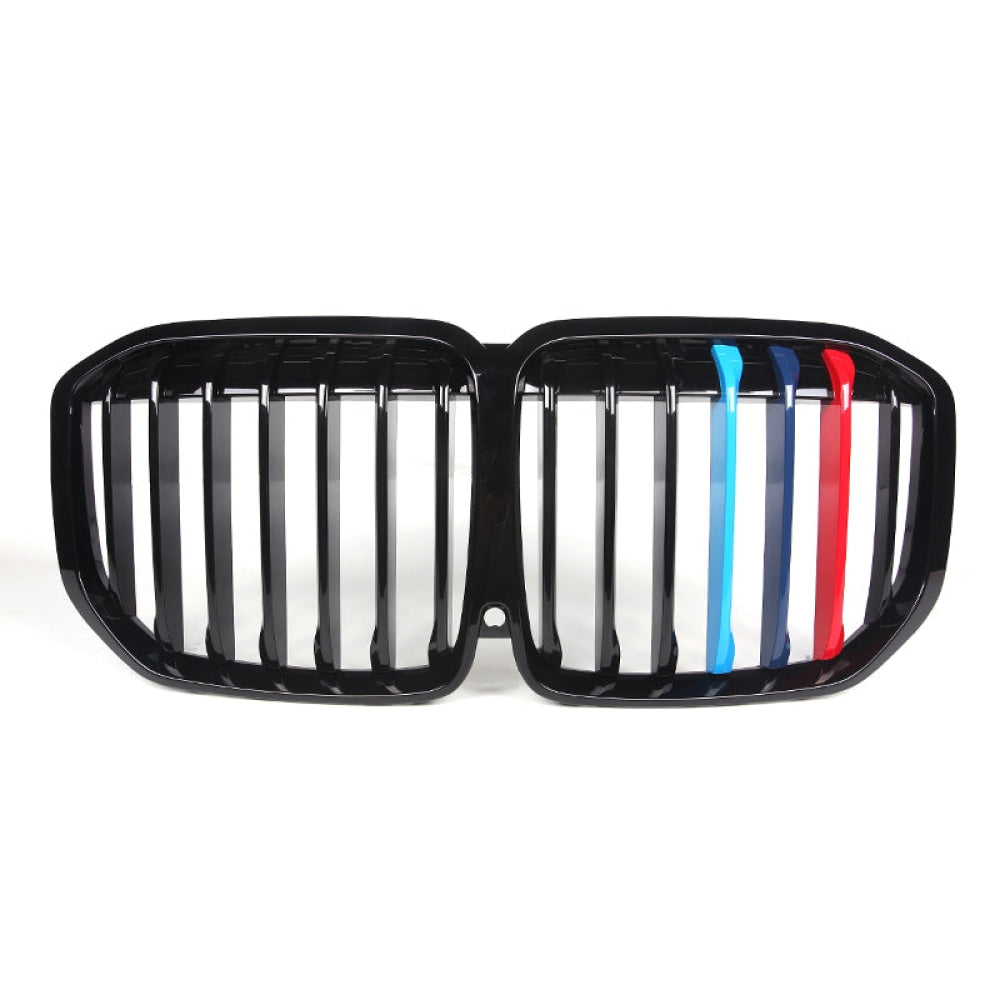 2018+ Bmw X7 Single Slat Kidney Grilles | G07 Gloss Black With M Stripe