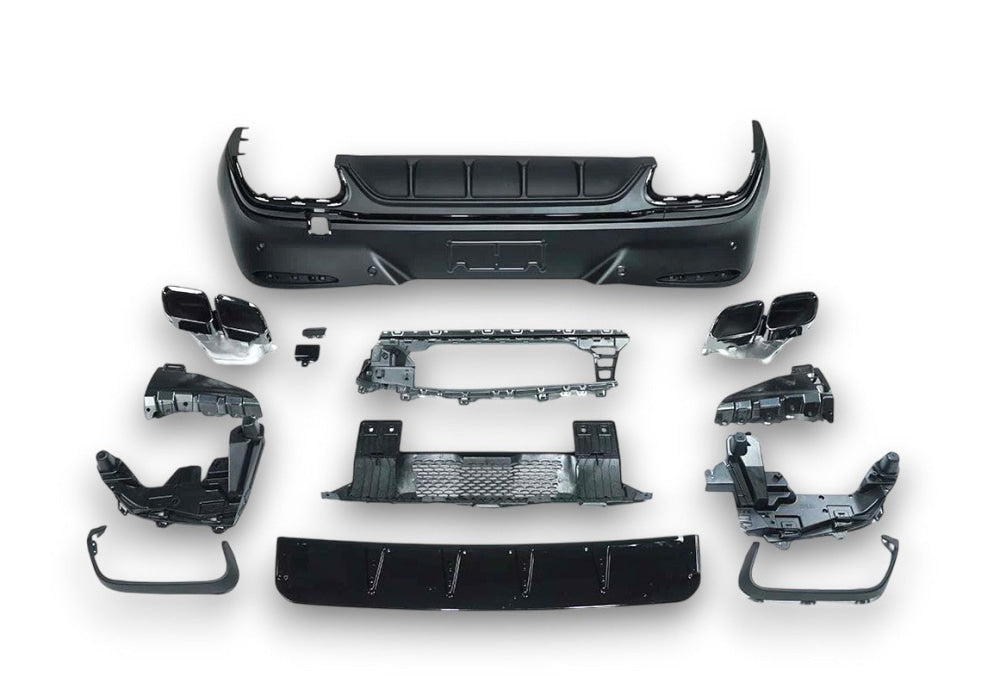 2023+ Mercedes-Benz GLC-Class Gloss Black GLC63 AMG Style Rear Diffuser with Quad Tips | C254 Coupe - Gloss Black