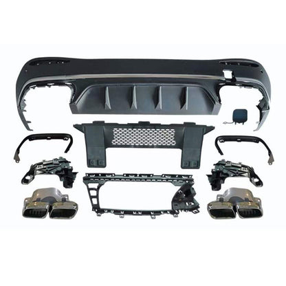 2023+ Mercedes-Benz GLC-Class Gloss Black GLC63 AMG Style Rear Diffuser with Quad Tips | X254 - Chrome Exhaust Tips