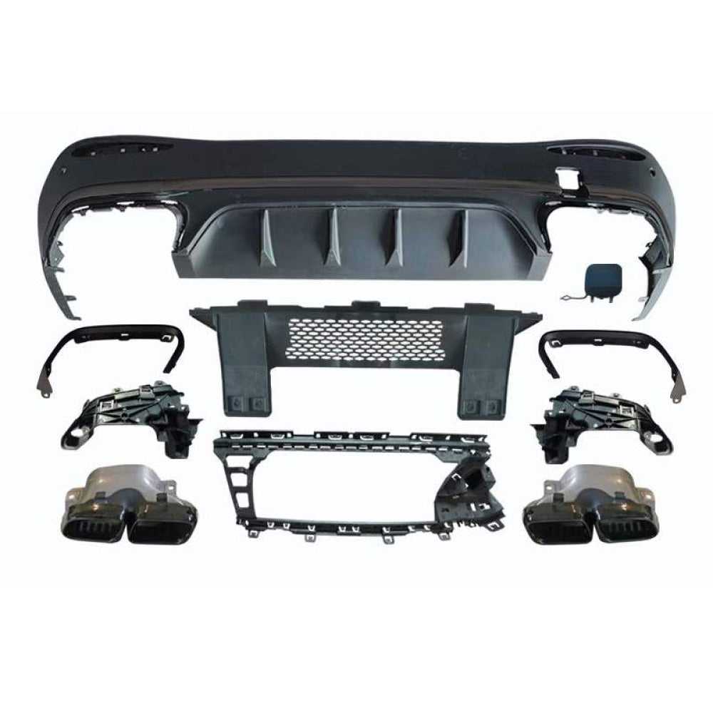 2023+ Mercedes-Benz GLC-Class Gloss Black GLC63 AMG Style Rear Diffuser with Quad Tips | X254 - Gloss Black Exhaust