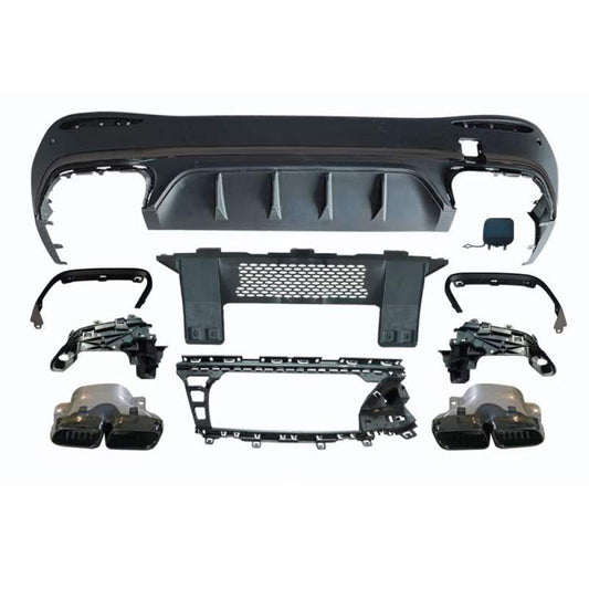 2023+ Mercedes-Benz GLC-Class Gloss Black GLC63 AMG Style Rear Diffuser with Quad Tips | X254 - Gloss Black Exhaust