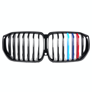 2018+ Bmw X5/x5M Single Slat Kidney Grilles | G05/f95 Gloss Black With M Stripe