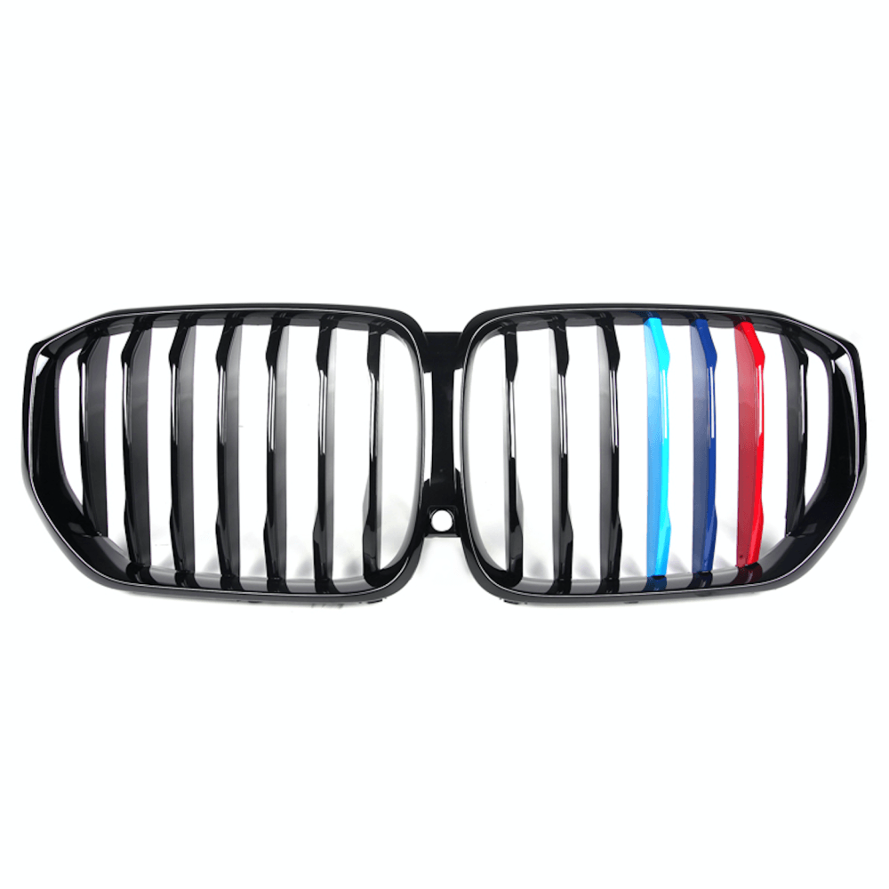 2018+ Bmw X5/x5M Single Slat Kidney Grilles | G05/f95 Gloss Black With M Stripe