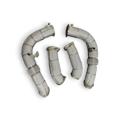 2024 + Bmw X5M/X6M Front Race Pipes | F95/F96 Lci Yes Heat Shield / Racing Downpipe (No Cat)