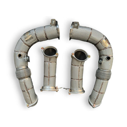 2024 + Bmw X5M/X6M Downpipes | F95/F96 Lci Yes Heat Shield / Racing Downpipe (No Cat) Front Race