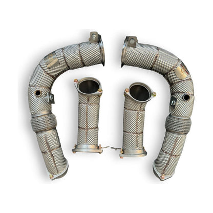 2024 + Bmw X5M/X6M Downpipes | F95/F96 Lci Yes Heat Shield / Racing Downpipe (No Cat) Front Race