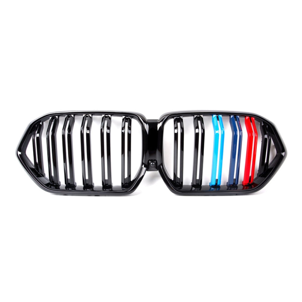 2019+ Bmw X6/X6M Dual Slat Kidney Grilles | G06/F96 Gloss Black With M Stripe