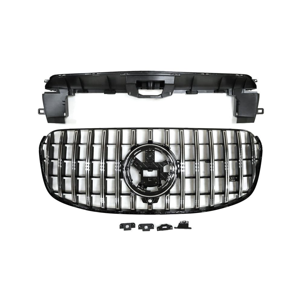 2024 + Mercedes-Benz Gls Gtr Style Front Grille | W167 Chrome Silver Grilles