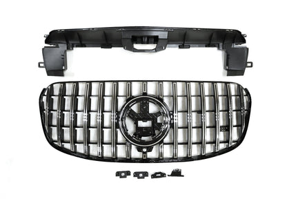2024 + Mercedes-Benz Gls Gtr Style Front Grille | W167 Chrome Silver Grilles