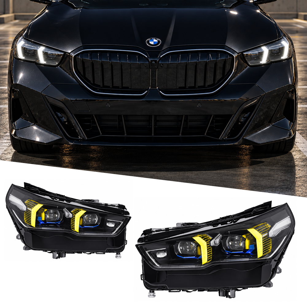 2024+ BMW 5-Series Yellow-White DRL LED Headlights | G60