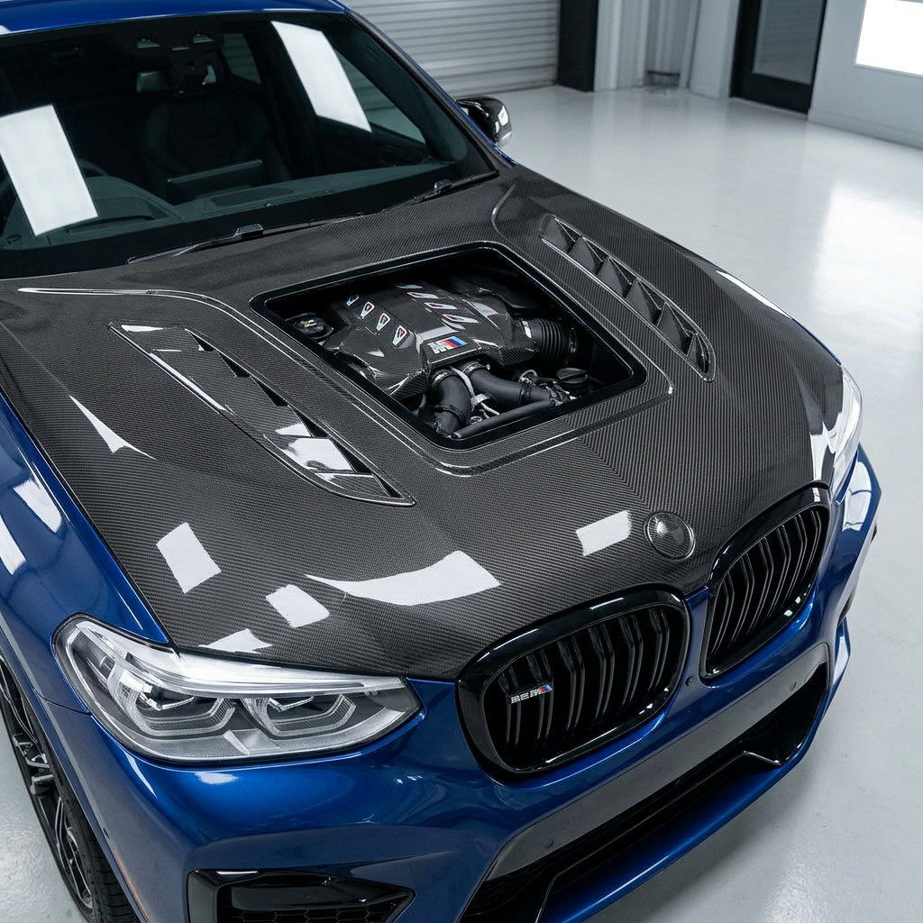 2019-2025 BMW X3/X4/X3M/X4M Glass Engine Cover Carbon Fiber Hood | G01/G02/F97/F98