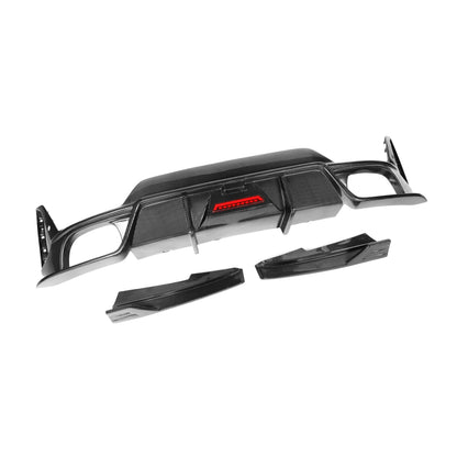 2023+ BMW 3-Series Carbon Fiber 3 Piece Rear Diffuser with LED Brake Light | G20 LCI