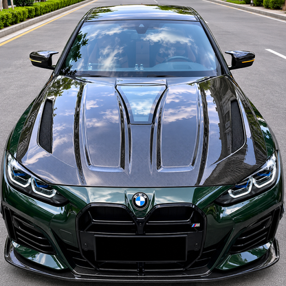 2021-2024 BMW 4-Series Glass Engine Cover V1 Style Carbon Fiber Hood | G22/G23/G26