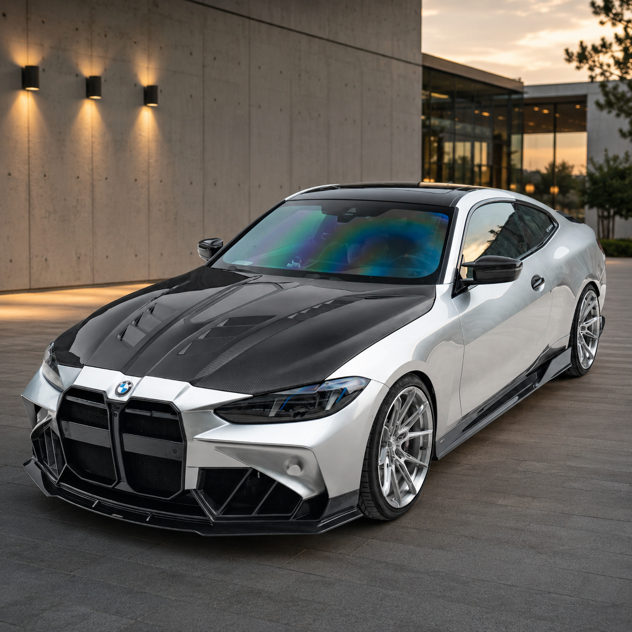 2021+ BMW 4-Series Glass Engine Cover V2 Style Carbon Fiber Hood | G22/G23/G26