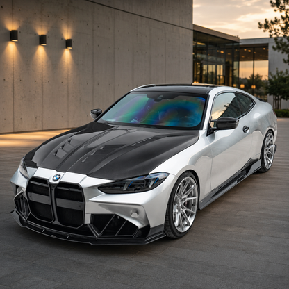 2021+ BMW 4-Series Glass Engine Cover V2 Style Carbon Fiber Hood | G22/G23/G26