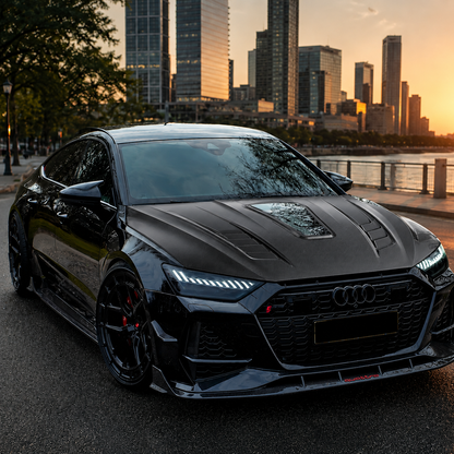 2019+ Audi A7/S7/RS7 Glass Engine Cover V1 Style Carbon Fiber Hood | C8
