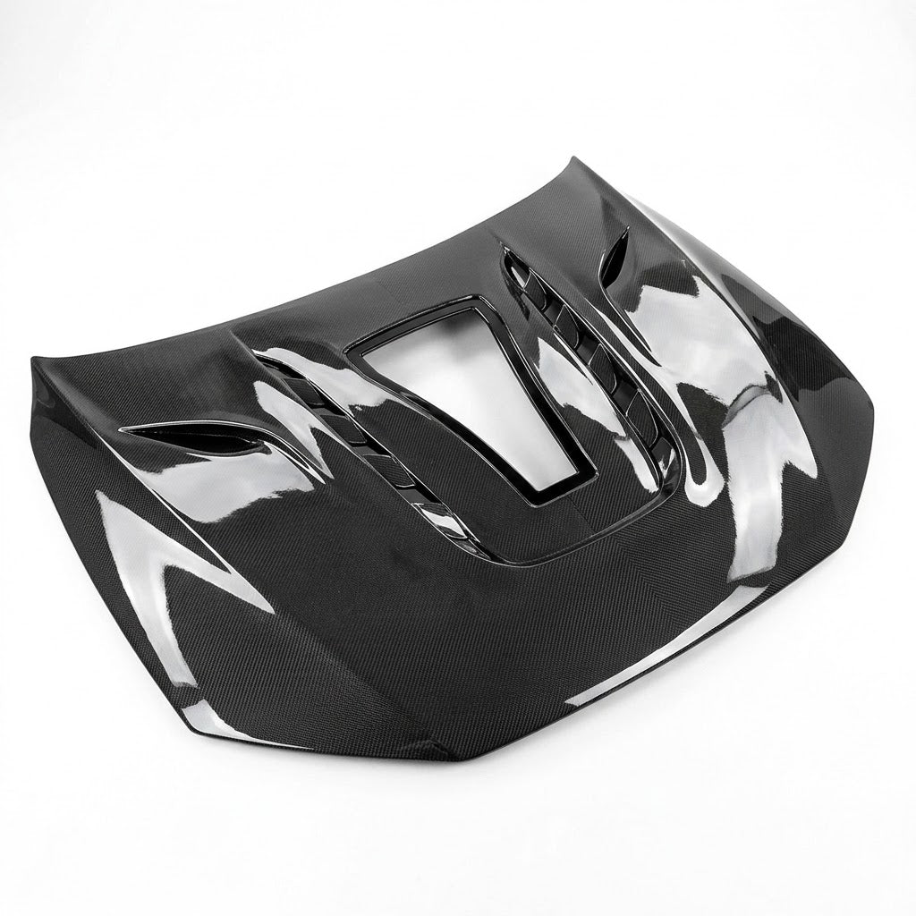 2019+ Audi A7/S7/RS7 Glass Engine Cover V2 Style Carbon Fiber Hood | C8