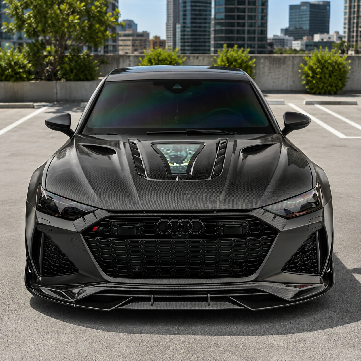 2019+ Audi A7/S7/RS7 Glass Engine Cover V2 Style Carbon Fiber Hood | C8