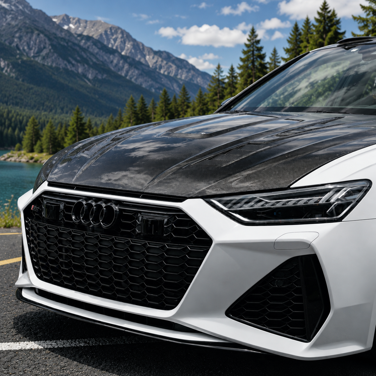 2019-2025 Audi RS6 Glass Engine Cover Carbon Fiber Hood | C8