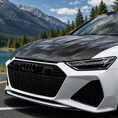 2019-2025 Audi RS6 Glass Engine Cover Carbon Fiber Hood | C8
