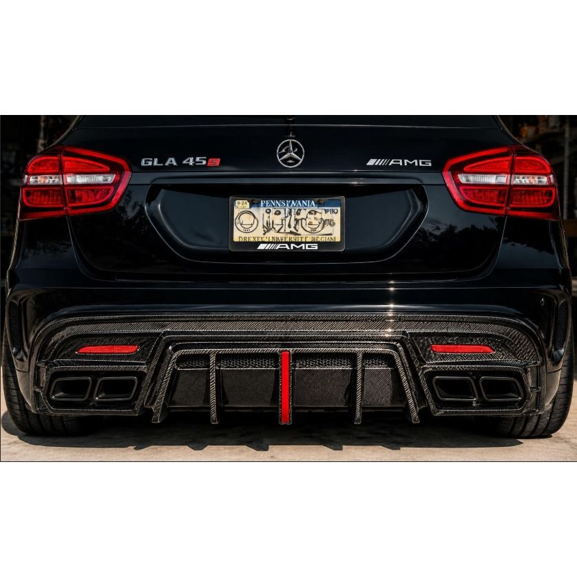 2013-2019 Mercedes-Benz GLA45 AMG Carbon Fiber Rear Diffuser with Brake Light | W156/X156