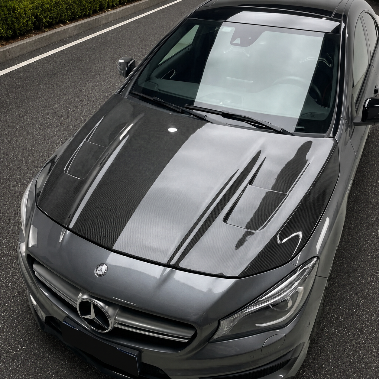 2014-2019 Mercedes CLA-Class/CLA45 AMG J Style Carbon Fiber Hood | W117/C117/X117