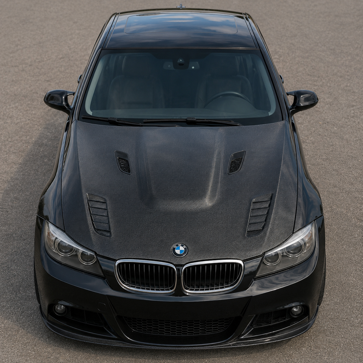 2005-2008 BMW 3-Series V Style Carbon Fiber Hood | E90/E91 Pre LCI