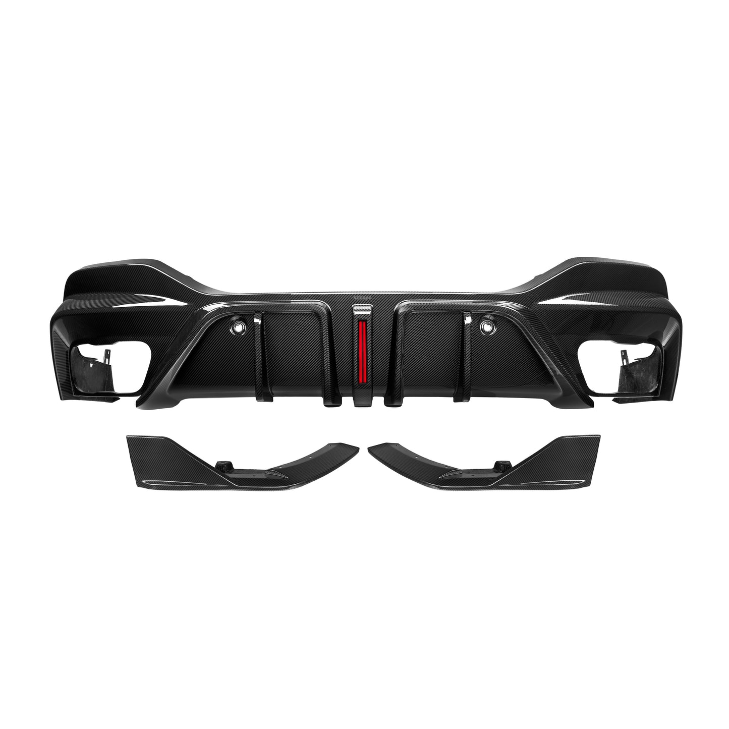 2019+ BMW X6 3 Piece Carbon Fiber Rear Diffuser with LED Brake Light | G06