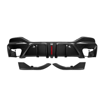 2019+ BMW X6 3 Piece Carbon Fiber Rear Diffuser with LED Brake Light | G06