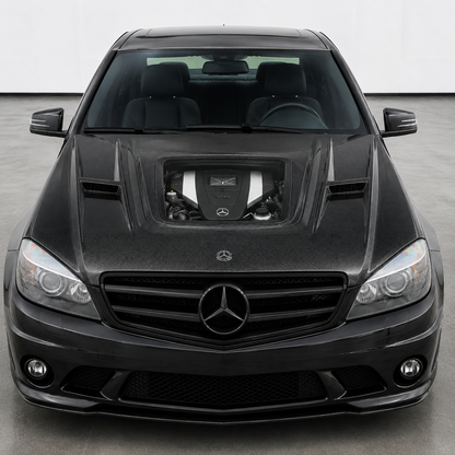 2008-2011 Mercedes C-Class Glass Engine Cover Carbon Fiber Hood | W204/C204