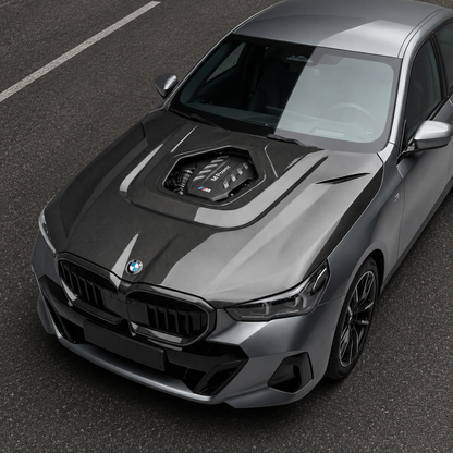 2024+ BMW 5-Series Glass Engine Cover V2 Carbon Fiber Hood | G60/G61