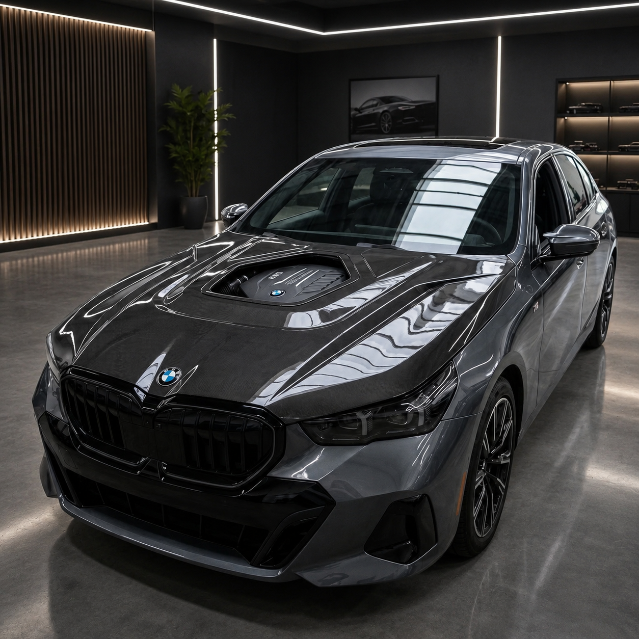 2024+ BMW 5-Series Glass Engine Cover V2 Carbon Fiber Hood | G60/G61