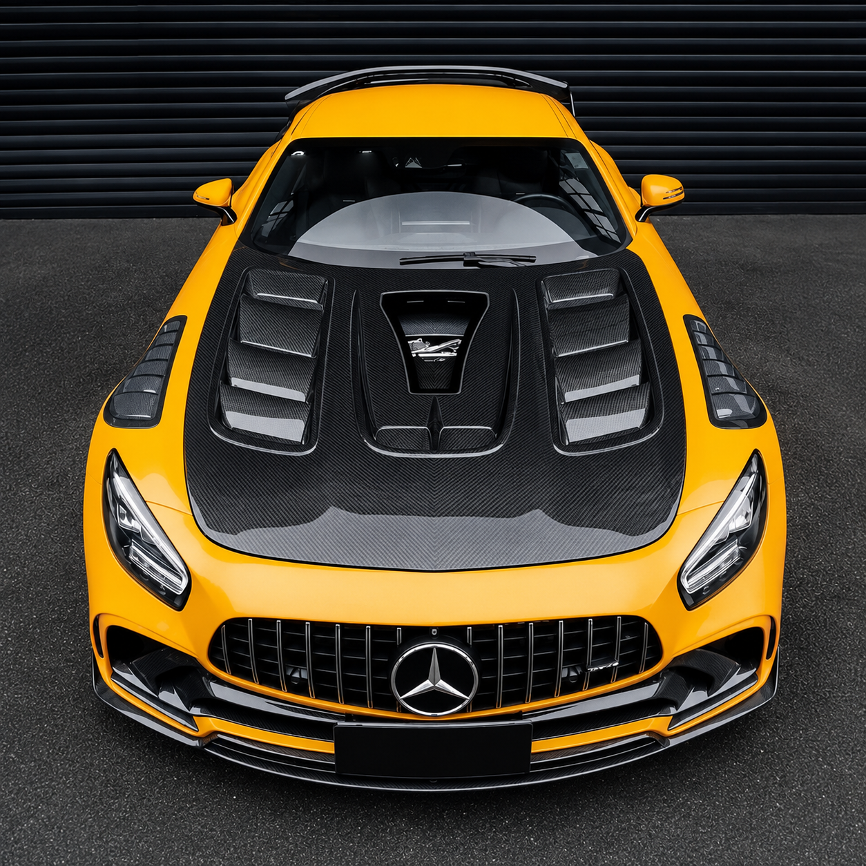 2016-2021 Mercedes AMG GT/GTS/GTC/GTR Glass Engine Cover V2 Carbon Fiber Hood | C190/R190