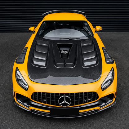 2016-2021 Mercedes AMG GT/GTS/GTC/GTR Glass Engine Cover V2 Carbon Fiber Hood | C190/R190