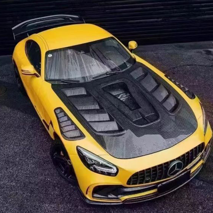 2016-2021 Mercedes AMG GT/GTS/GTC/GTR Glass Engine Cover V2 Carbon Fiber Hood | C190/R190