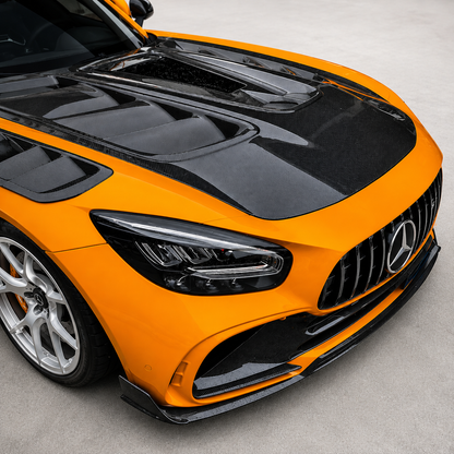 2016-2021 Mercedes AMG GT/GTS/GTC/GTR Glass Engine Cover V2 Carbon Fiber Hood | C190/R190