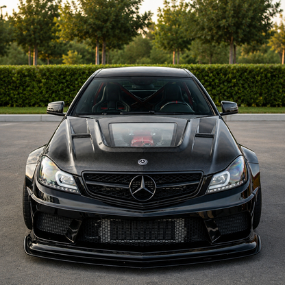 2012-2015 Mercedes C63 AMG Glass Engine Cover Carbon Fiber Hood | W204/C204