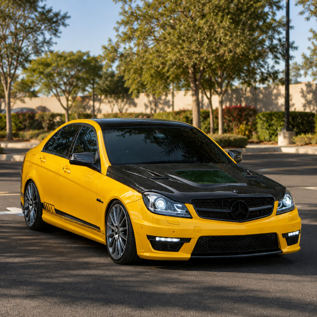 2012-2015 Mercedes C63 AMG Glass Engine Cover Carbon Fiber Hood | W204/C204
