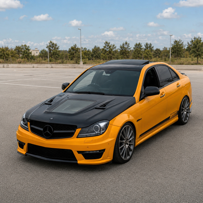 2012-2015 Mercedes C63 AMG Glass Engine Cover Carbon Fiber Hood | W204/C204
