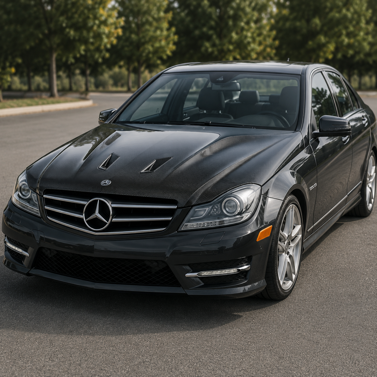 2012-2015 Mercedes C-Class B Style Carbon Fiber Hood | W204/C204